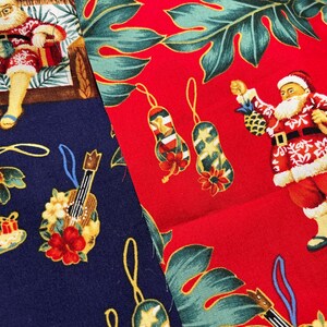 Hawaiian Christmas Santa Fabric sold by the half yard image 3