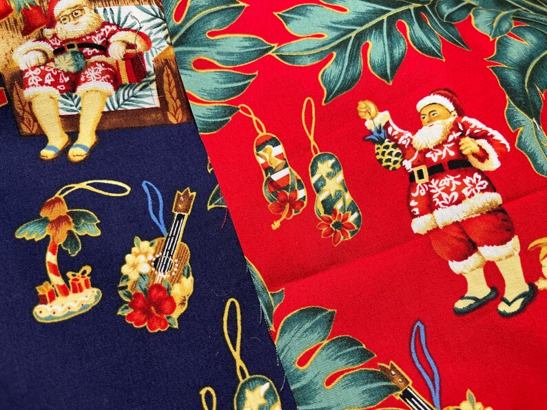 Hawaiian Christmas Santa Fabric sold by the half yard image 3