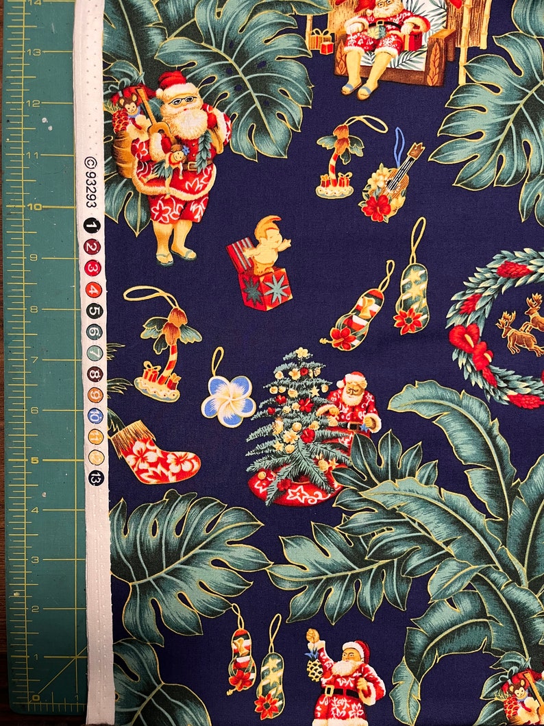 Hawaiian Christmas Santa Fabric sold by the half yard image 6
