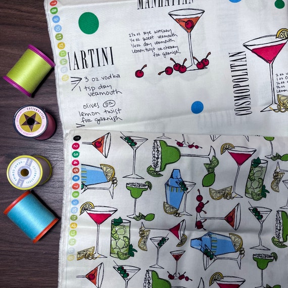 Happy Hour Mixed Drinks Fabric Ink and Arrow Sold by the Half Yard 