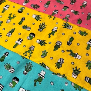 Kawaii Small Potted Houseplants Fabric - sold by the half yard