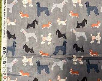 Dog Show in Pewter - Dear Stella Fabric - OOP - vendido por medio patio