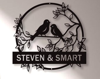 Custom Wedding Anniversary Metal Sign with Bird, Anniversary Sign, Wedding Anniversary Gift, Gift for Parents, Wedding Anniversary Metal Art