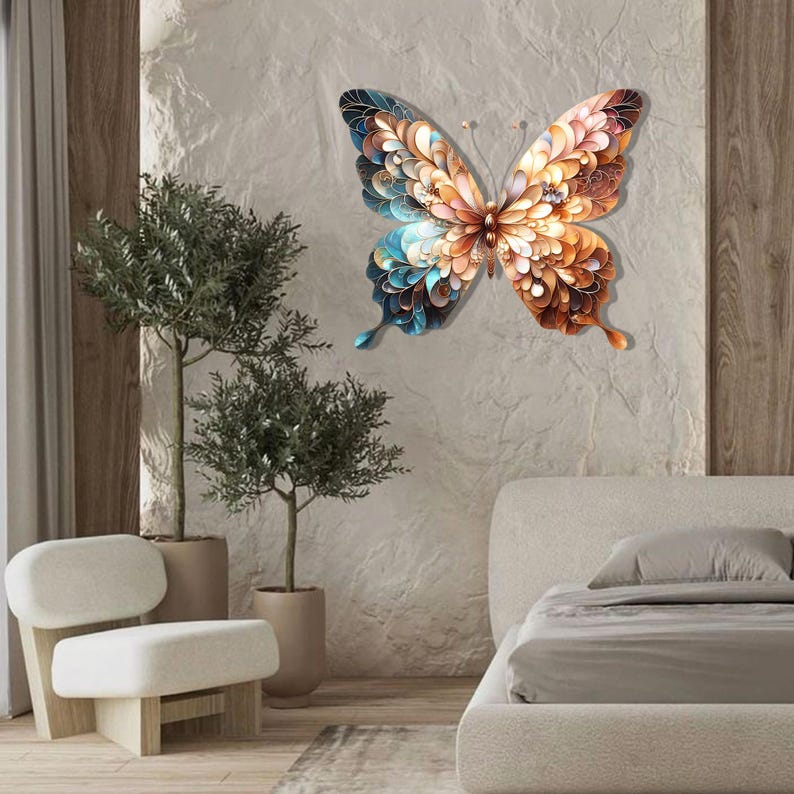 Vintage Butterfly Wall Decor,handcrafted Metal Insect Art,rustic Garden ...