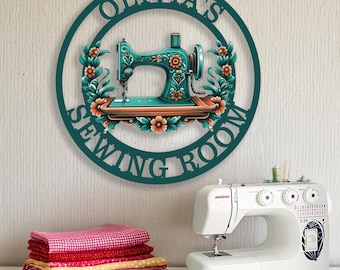 Personalize Sewing Room Decor, Sewing Room Metal Sign, Cutsom Metal Quilting Sign,Sewing Room Decor, Custom Craft Room Sign, gift for tailor