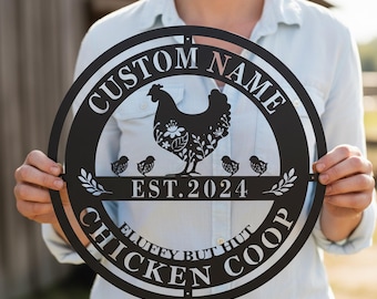 Hen House Decor, Hen House Metal Sign, Cutsom Metal Chicken Coop Sign, Farm Chicken house Decor,  Personalized Chicken Coop Sign