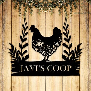 Enseigne en métal rustique pour poulailler, décoration de poulailler de ferme personnalisée, enseigne personnalisée de poulailler, art mural campagne, décoration de poulailler en métal