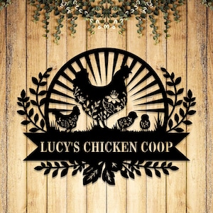 Enseigne de ferme rustique en métal pour poulaillers, enseigne de poulailler de ferme, décoration de poulailler champêtre, décoration de poulailler de ferme, enseigne de ferme avicole personnalisée