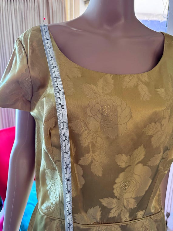 1960s Gold Studded White Cotton Waffle Weave Pique Dress