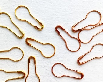 25 Locking Stitch Markers - Pear Stitch Markers - Gold - Rose Gold - Sustainable