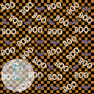 CHECKERED BOO BAT| Halloween Seamless, Boo Seamless, Checkered Seamless, Bats Seamless, Spooky Seamless, Seamless Fabric Print