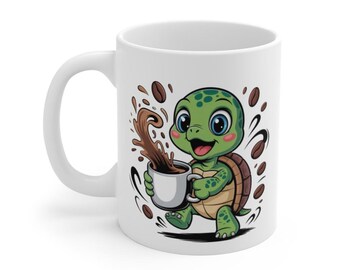 Cute Turtle Mug – Energetic Coffee Cup with Adorable Little Reptile – Original Animal Gift