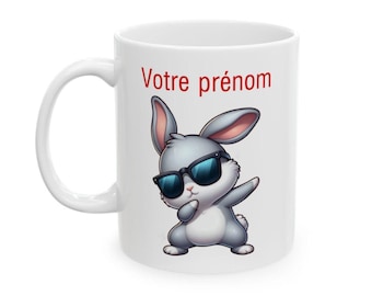 Customizable Mug Personalized First Name Text Animal Animals Rabbit Who Dab for child and adult