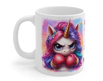 Funny Unicorn Boxing Mug – “Come One Step Closer” Mug – Gift for Women and Girls 325ml