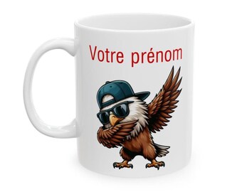 Mug Cup Customizable Personalized First Name Text animal animals Eagle Who Dab for child and adult
