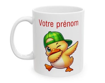 Customizable Mug Personalized First Name Text Animal Animals Duck Who Dab for child and adult