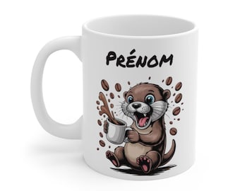 Personalized Otter Mug with First Name – Funny Animal Coffee Otter Cartoon Mug for Women, Men or Children