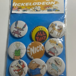 90&#39;s Nickelodeon Pinback Button Pack of 9