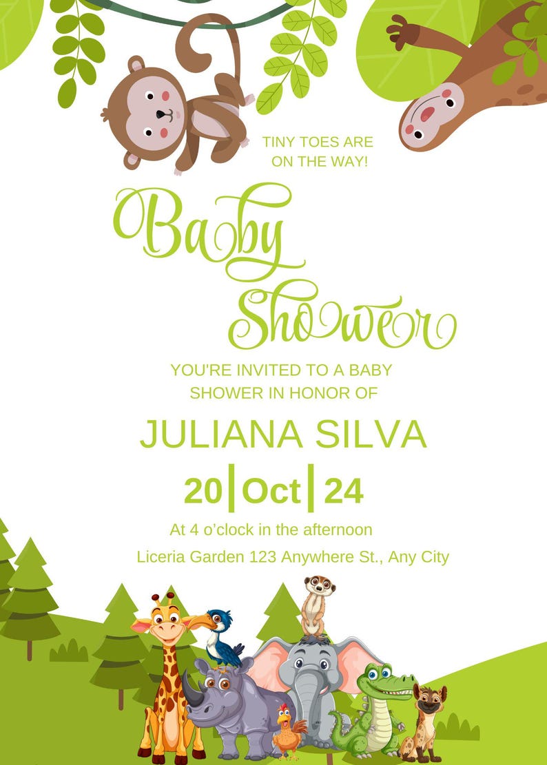Adventure Awaits Safari Baby Shower Invitation Etsy