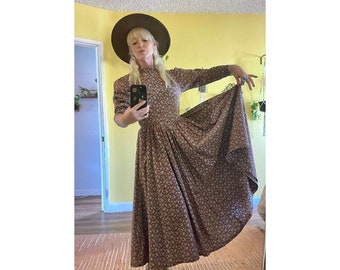 Vintage Calico Dress Long Sleeve Dresses Cottagecore Clothing