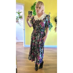 90s Whimsigoth Dress 1990s Midi Dress Cottagecore Goth