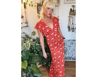 Vintage Novelty Maxi Dress 70s Clothing 1970s Clothes XS