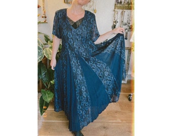 Vintage Lace Maxi Dress 90s Dresses STARINA Size Small Goth Clothing 1990s Clothes