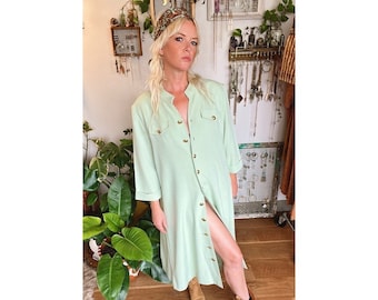 Vintage 90s Duster Jacket Mint Green 1990s Clothing