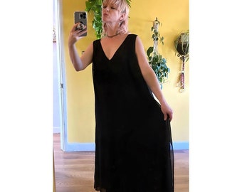 Vintage 90s Oversized Black Maxi Dress 1990s Goth Clothing Gothic Clothes