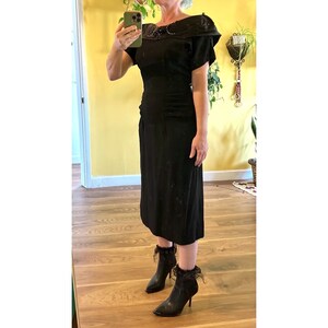 Vintage 50s Dress 1950s Clothing Black Wiggle Dresses image 5