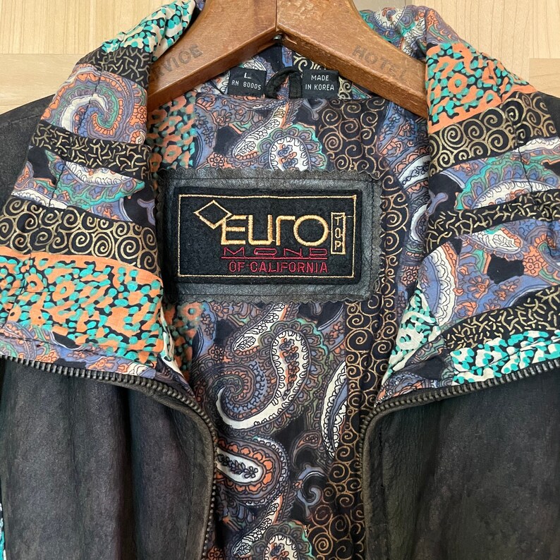 Vintage 1980s Oversized Bomber Jacket Patchwork Coat Puffy Leather Jacket 80s Clothing