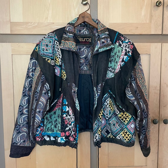Vintage 1980s Oversized Bomber Jacket Patchwork Co