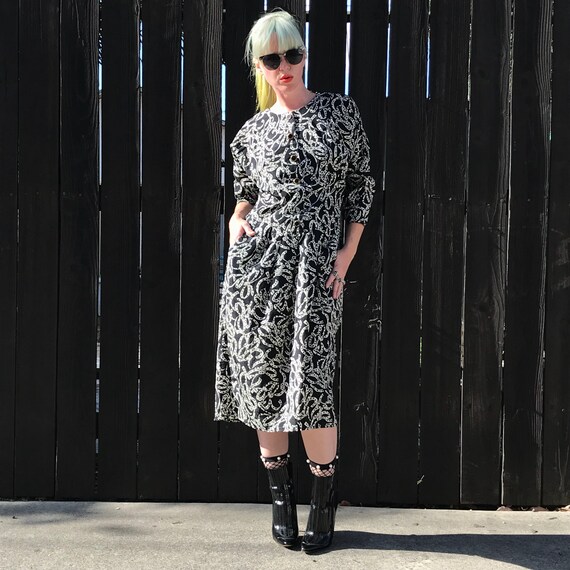 Vintage 90s Midi Dress 1990s Clothing
