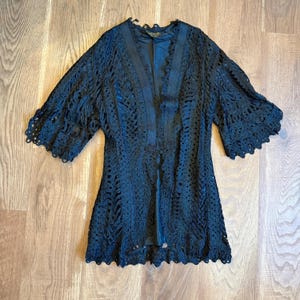 Late 1800’s Edwardian Ribbon Black Coat XS Victorian Antique Clothing