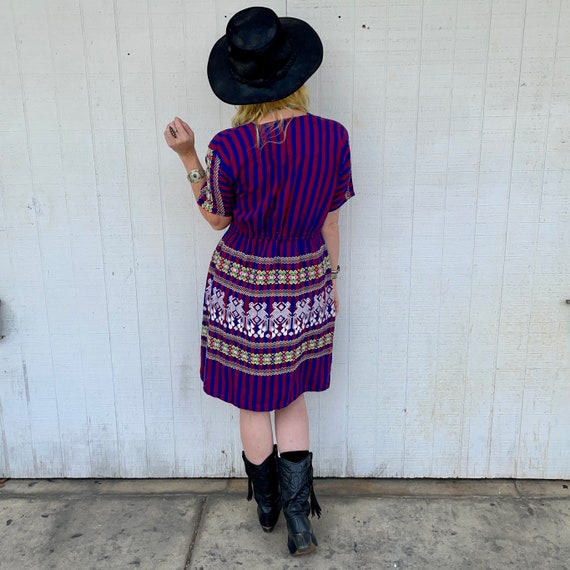 Vintage Embroidered Mini Dress Southwestern Cloth… - image 4