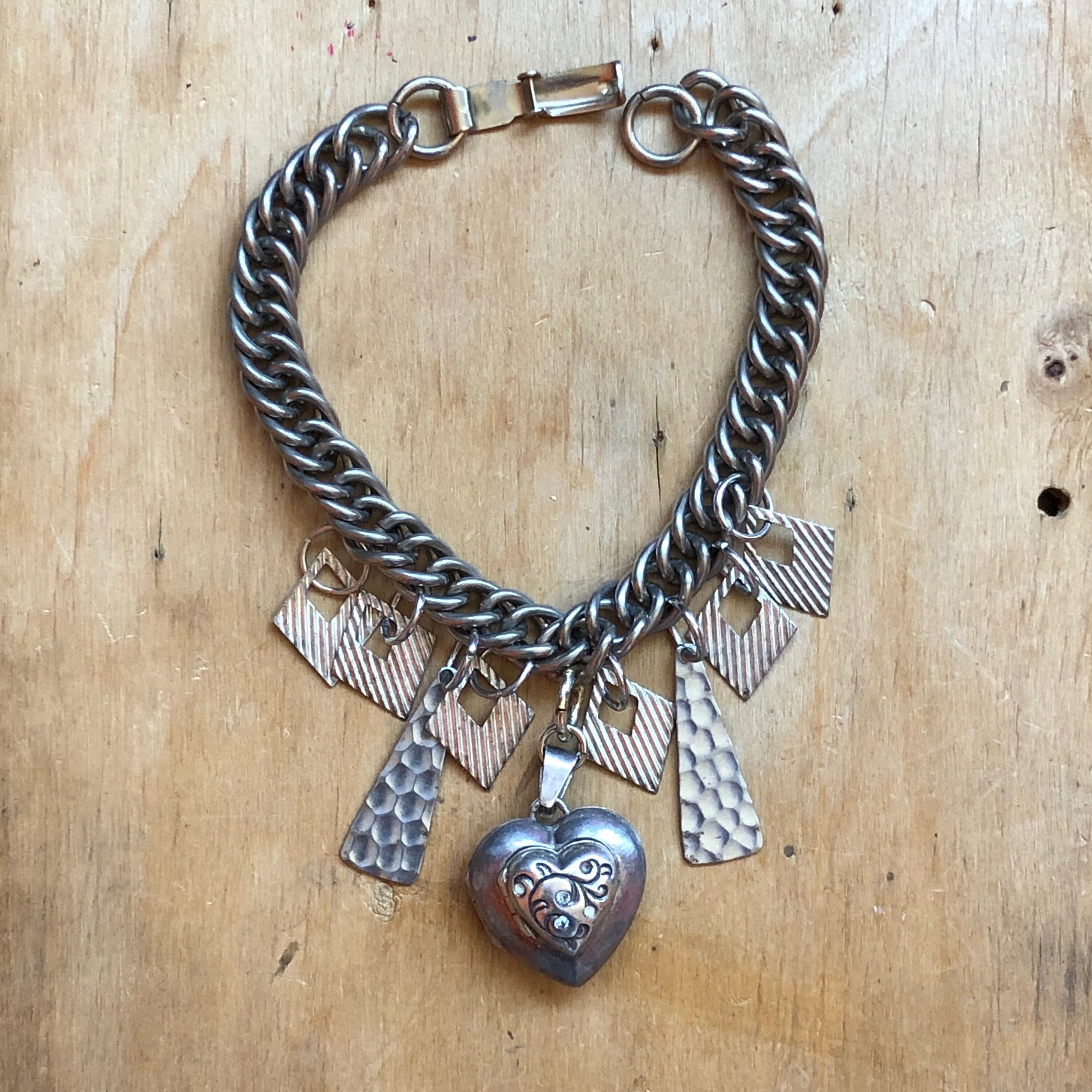 Locket Bracelet Vintage Sterling Silver Heart Charm Gift for Etsy