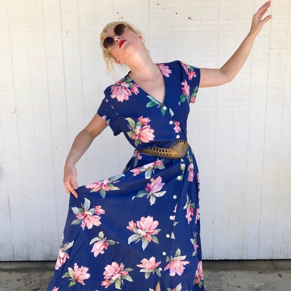 Vintage Bright Floral Cotton Dress