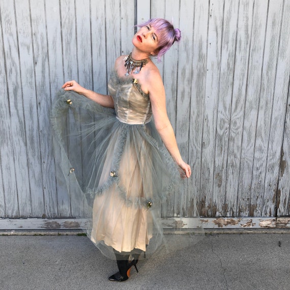 50s Prom Dress- 1950s Clothing- Tulle Ballgown