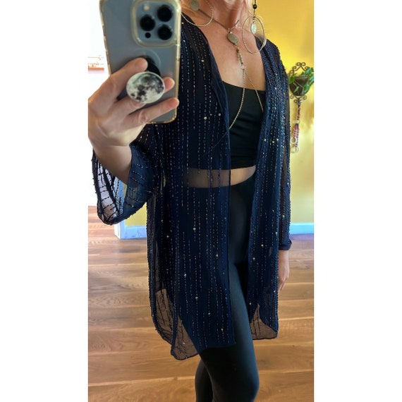 Vintage Sheer Beaded Kimono Jacket Festival Clothing … Gem