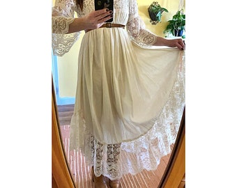 Vintage White Lace Maxi Dress Hippie Clothing Summer Clothes