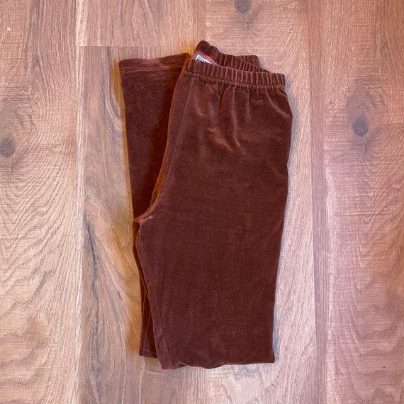 1990s Vintage High Waisted Brown Velvet Leggings 9