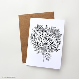 Je suis tellement « fronde » de vous | Carte de Saint-Valentin faite main | carte d'anniversaire | Carte de voeux botanique | carte romantique | Fleurs séchées