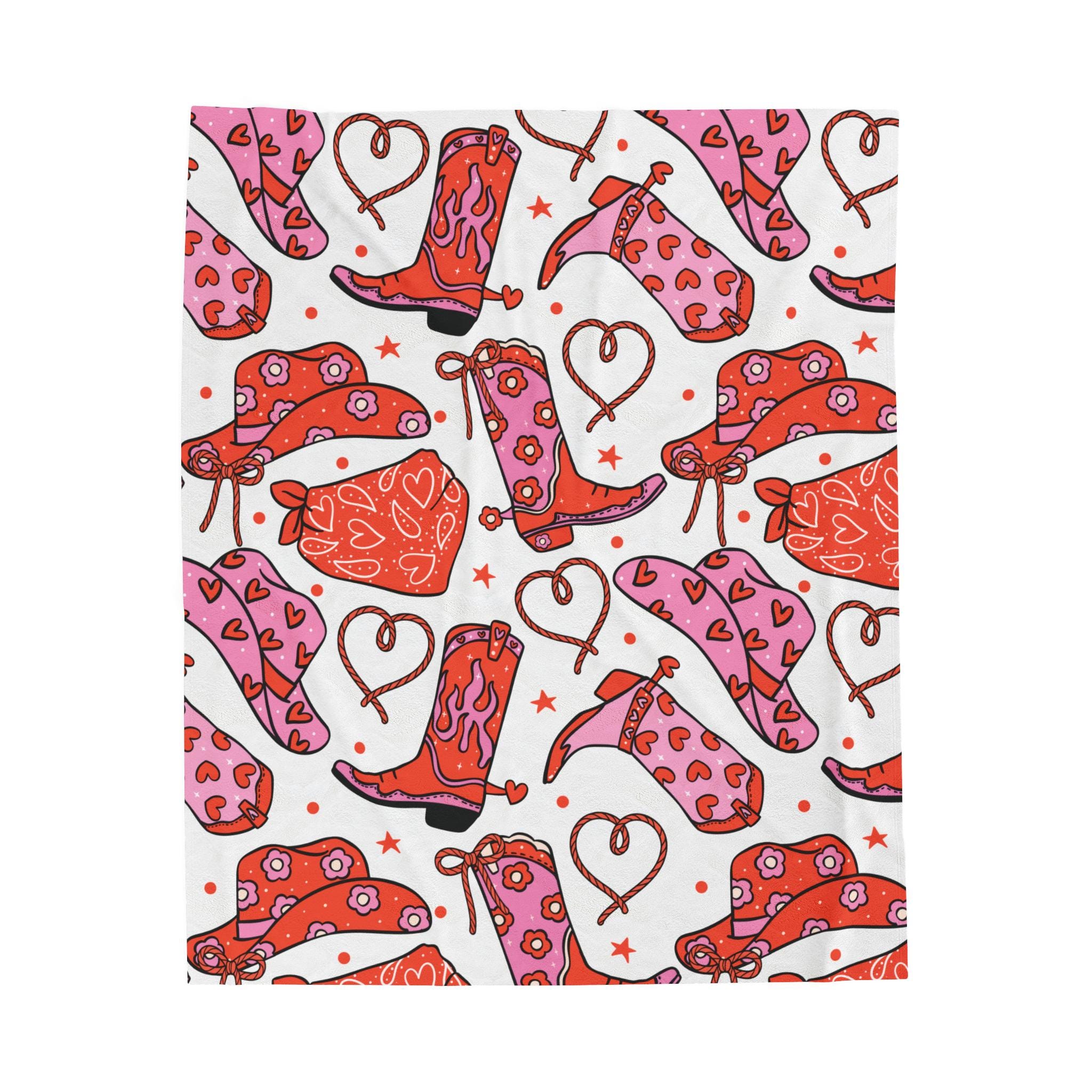 Discover Valentine's Day Rodeo Cowgirl Fleece Blanket, Western Heart Throw