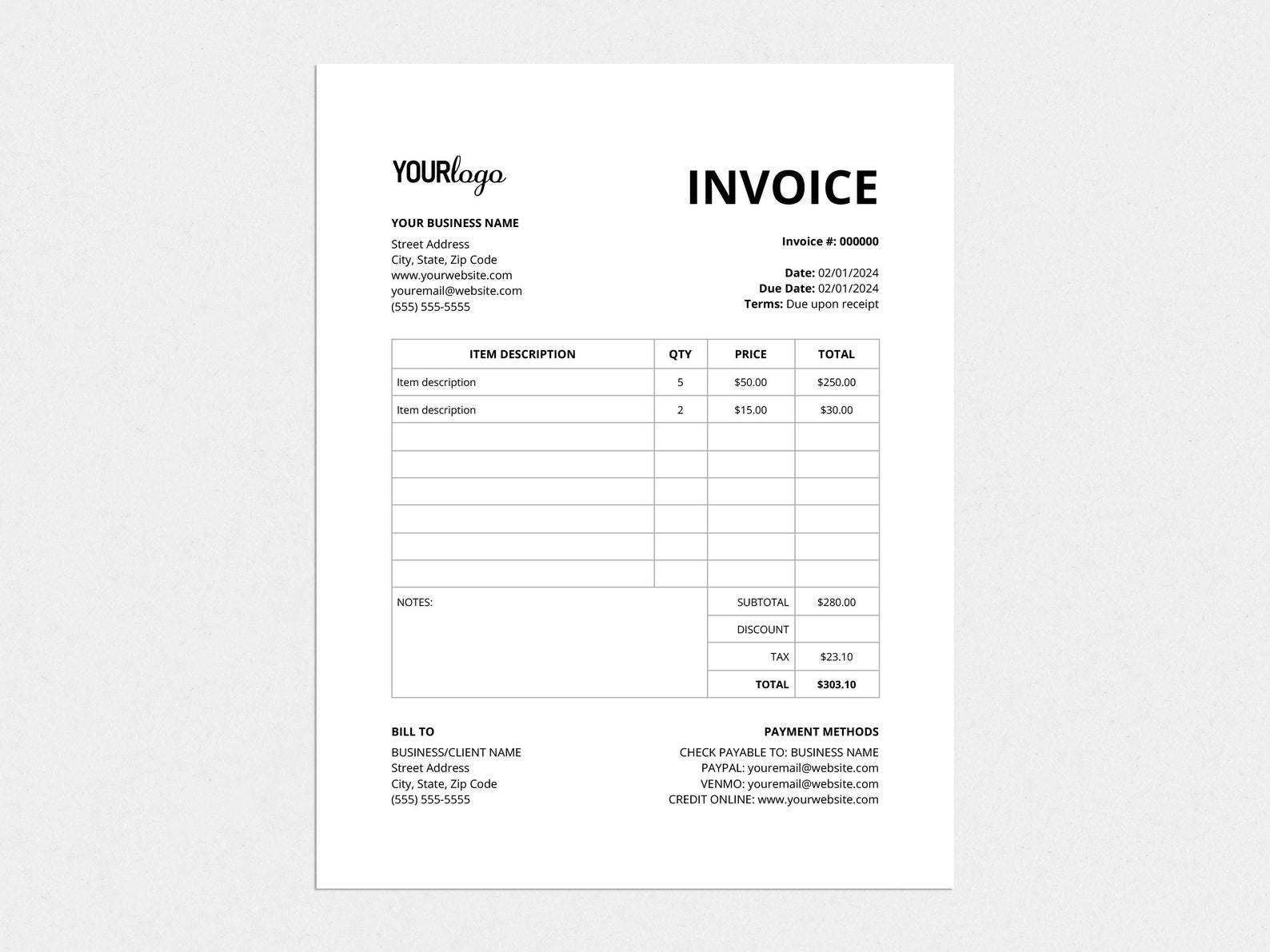 Basic Invoice Template, Order Form Template, Google Docs Invoice ...