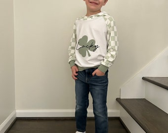 St. Patricks Day Checkered Lucky Hoodie | Baby | Toddler | Kids