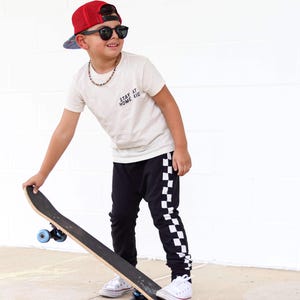 Checkered side stripe joggers