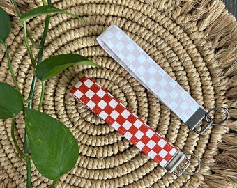 Checkered Key Fob Keychain Wristlet