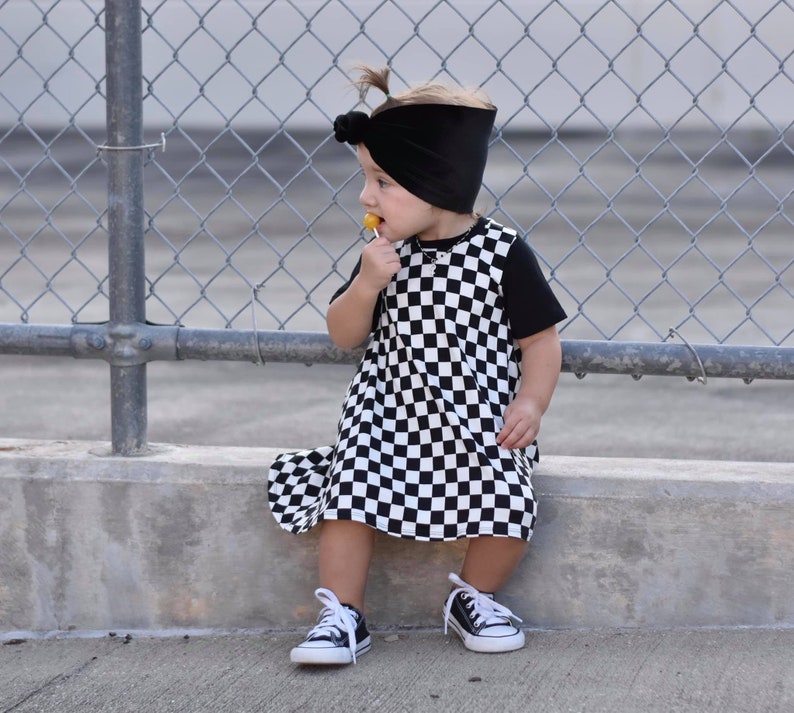 Checkered T shirt Dress image 1