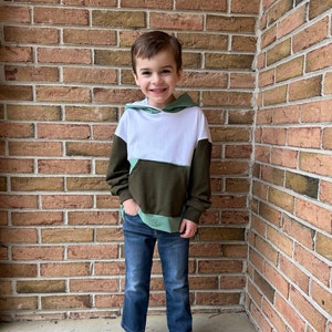 Oversized Kids Color Block Hooded Sweatshirt- three color options