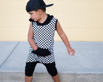 Checkered Hooded Tank Top